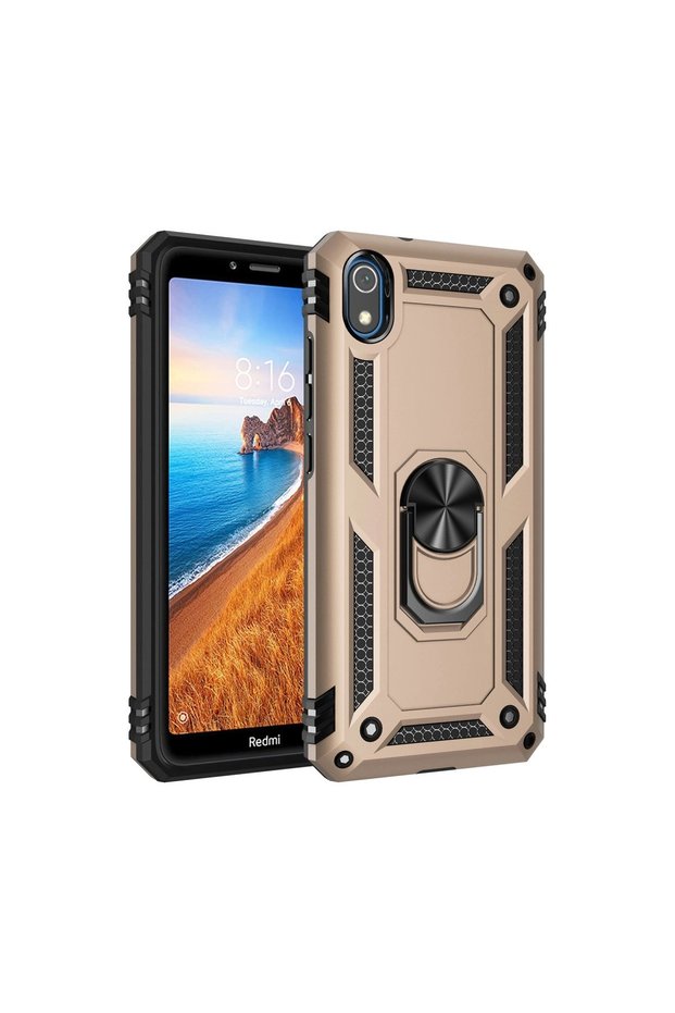 غطاء حماية سيليكون لهاتف Xiaomi Redmi 7a مع حلقة صوفيا - ذهبي
