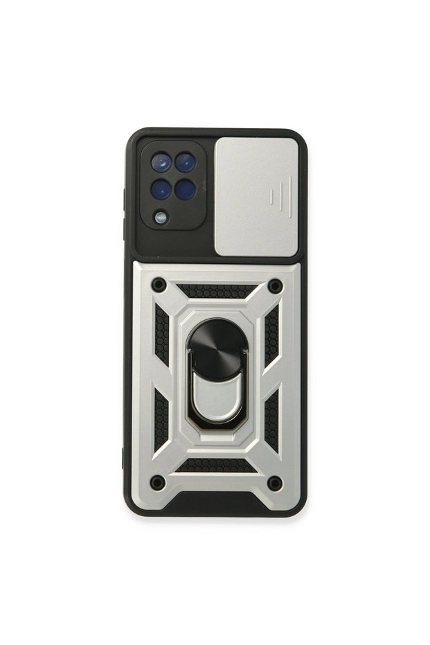 Samsung Galaxy A22 Case with Pars Lens Ring Silicone - Silver
