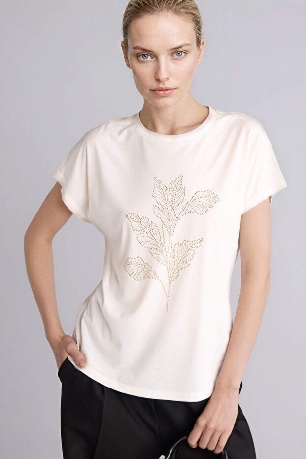 Crew Neck Printed Short Sleeve T-Shirt H2456Ax26Sm