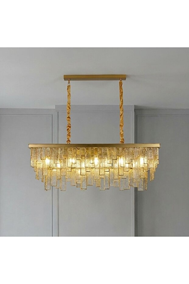 Rivera 14-Light Chandelier – Glass & Metal – Gold – 100 cm