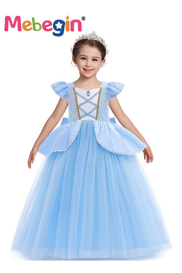 Princess Cinderella Dress Clothes with a Bow, Pretend Princess Skirt Set for Girls Kids Suit for Eve