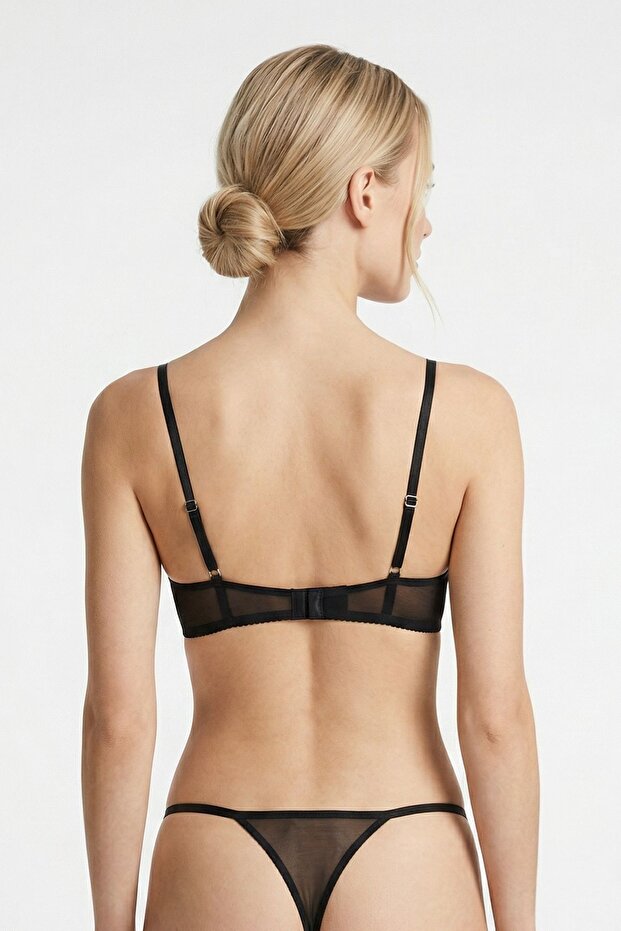 Black Underwire Leopard Patterned Lace Bra Set 247 - 2