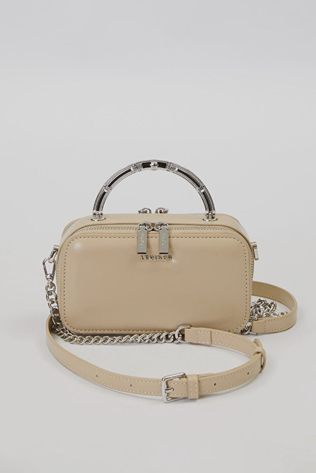 Levidor Premium Double Eye and Zipper Detail Small Size Bag 930424 Cream