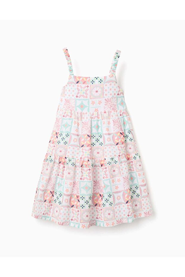 SS Dress Aop بلاط، أبيض