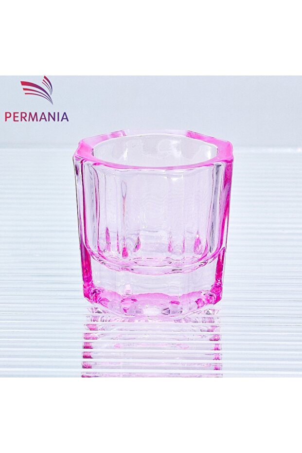 Pink PERMANIA Glass Bowls Dish Reconcile Cup Household Octagonal Powder Container Dentistry Lab Mate