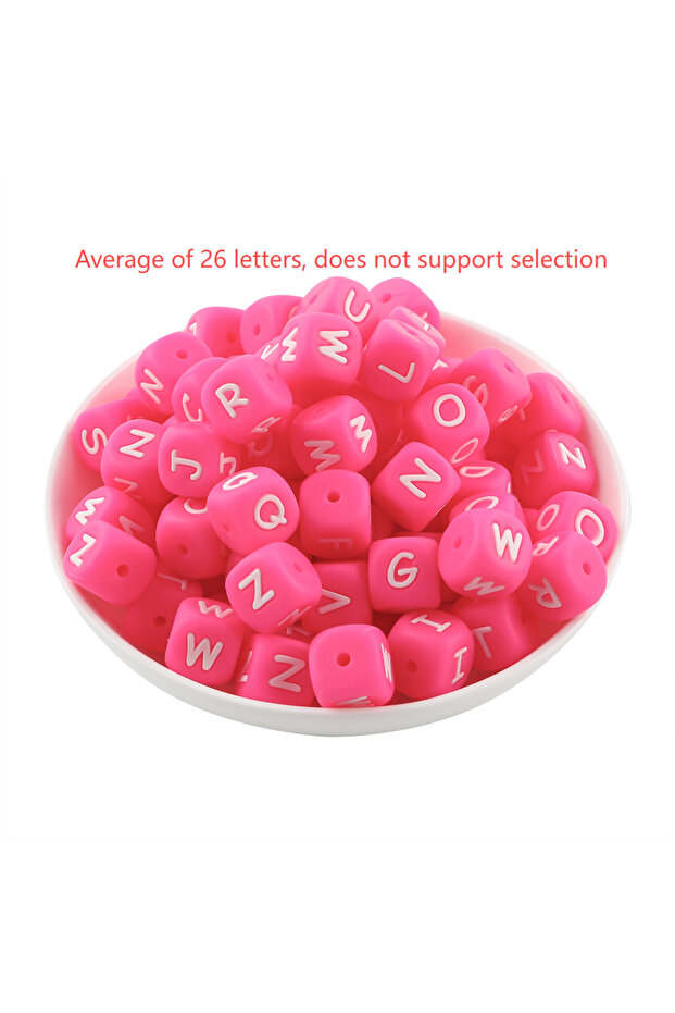 26pcs mixed Kovict 20-26pcs 12mm Hot Pink Silicone Alphabet Letter Beads For Jewelry Making Letters