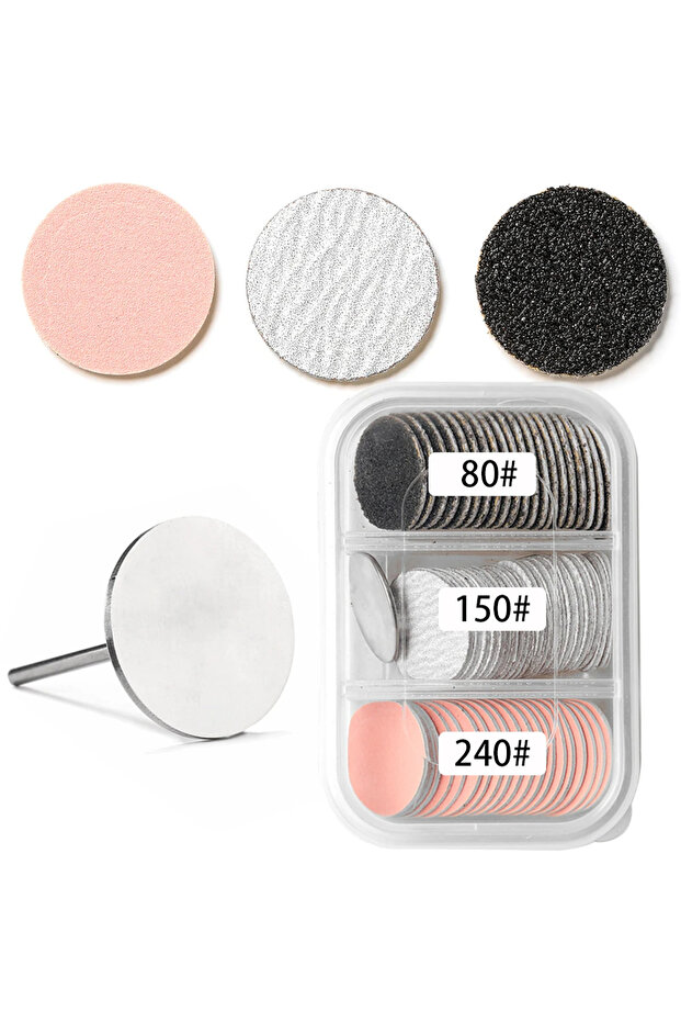 Ivory 60pcs Replaceable Sanding Paper With Metal Disk Pink Pedicure Nail Bit Sandpaper Foot Care Too