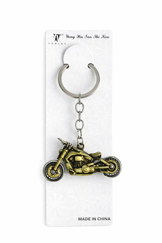 Yellow Motorcycle Keychain (Metal)