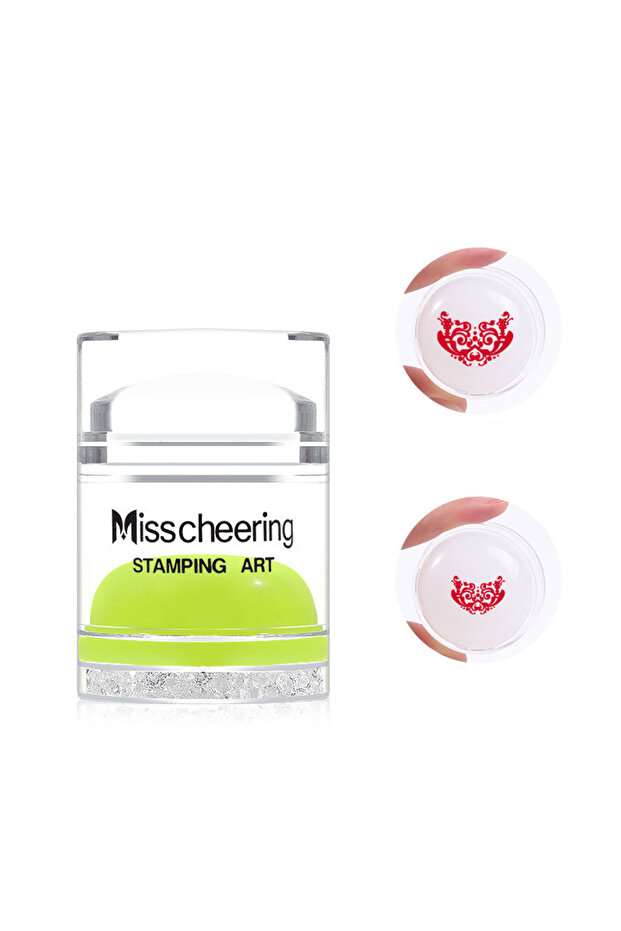 02 Nail Art Template with Diamonds Transparent Jelly Silicone Double Head Shrink Stamp with Cap for