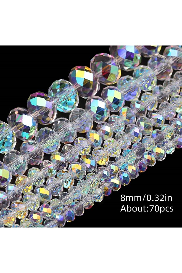 8MM 70pcs Austrian Crystal White AB Glass Beads 3/4/6/8Mm Transparent With Hole Loose Beads For Diy