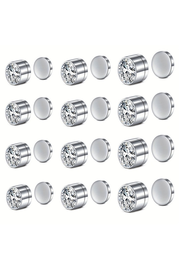 white 3 4 5mm Face Nose Rings & Studs Round 12pcs Exquisite Magnet Ear Clip Fake Nose Ring Nose Stud