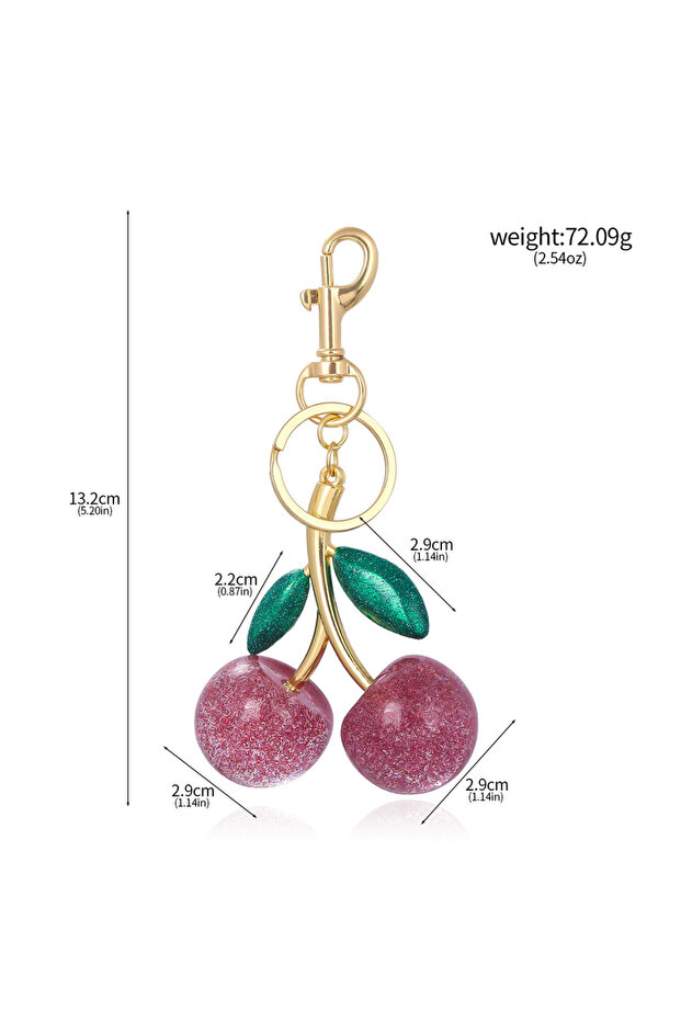 K00874-01 Luxurious Cherry Keychain High Quality Fruit Pendant Key Chain Decoration Leather Bag Bac