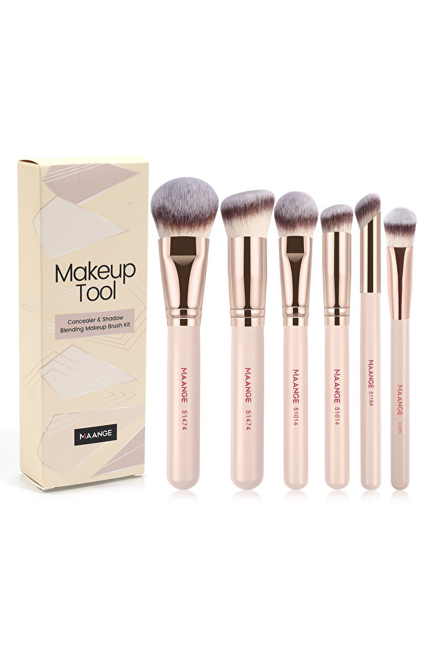 Apricot MAANGE Makeup Brushes Premium Synthetic Foundation Powder Concealers 6pcs for Makeup Beginne