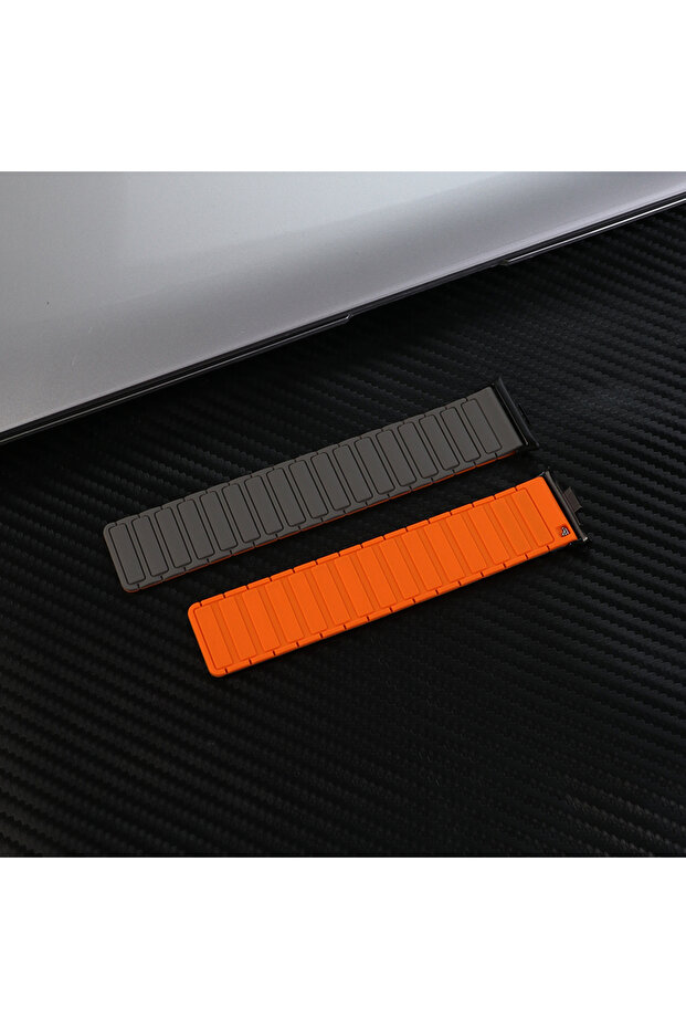 For Redmi Watch 5 Grey Orange-B I-pattern Silicone Magnetic Strap for Redmi Watch 5/4 and Mi Band 9