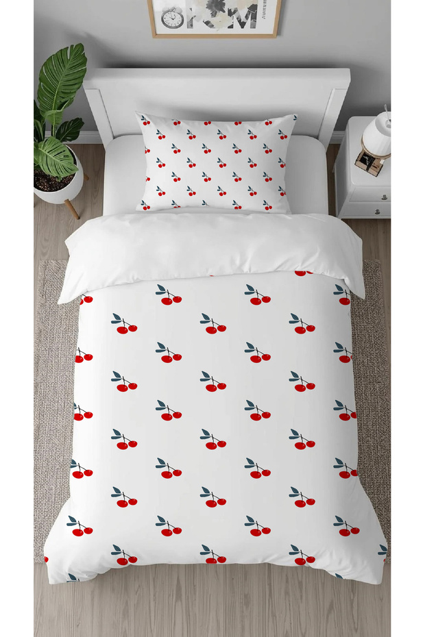 Cherry Fruit Patterned Digital Printed Special Design Single Stylish Duvet Cover Set Without Sheets