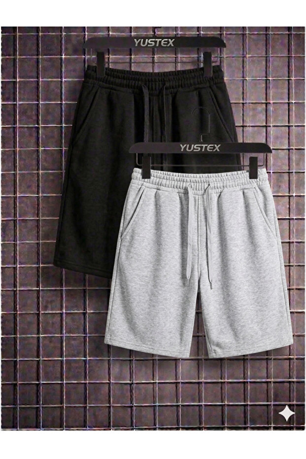 2-Pack Shorts Set - Black and Gray High Waist No-Show Oversize Shorts