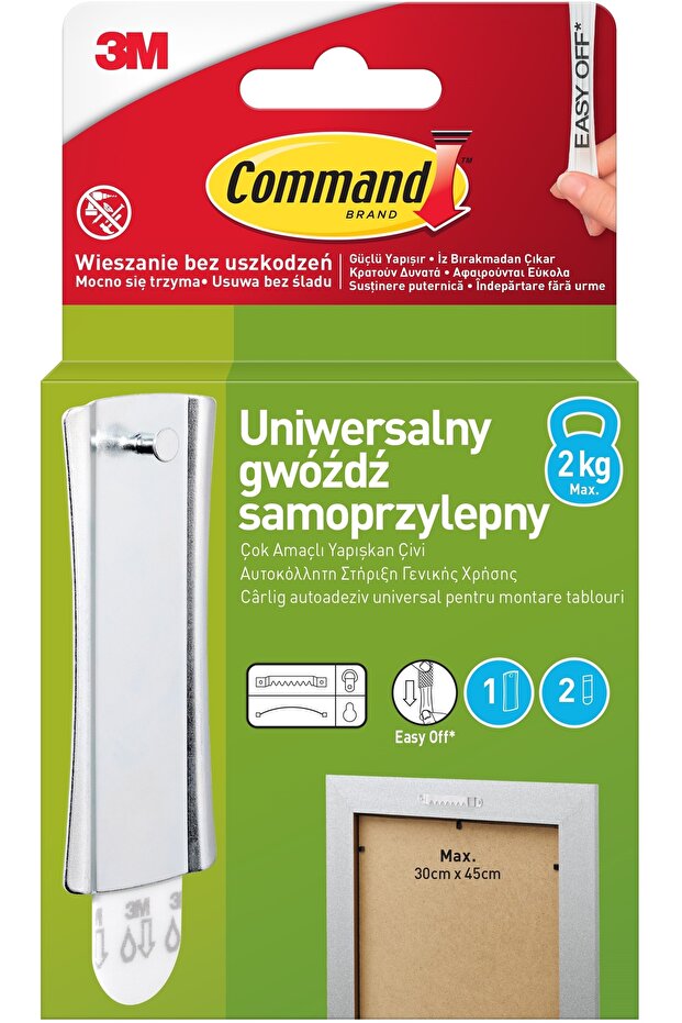 Universal hook for mounting pictures 1 hook + 2 Command strips - 1