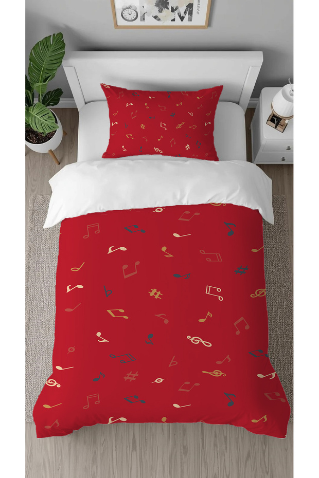 Musical Notes Song Patterned Digital Printed Special Design Stylish Single Duvet Cover Set Without Sheets