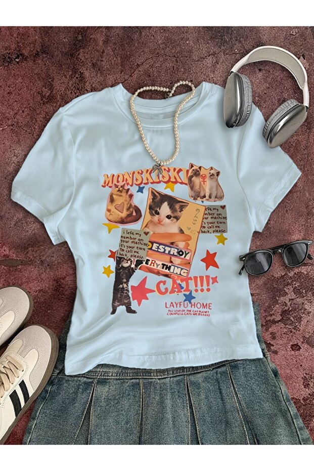 Kemer Boy Retro Monskiski Catcrop Bluz
