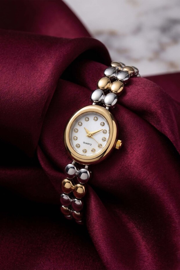 Women's Steel Watch Two Colors Stone Detailed Luxury | Vintage Elegant Bracelet Model Classic Wristwatch