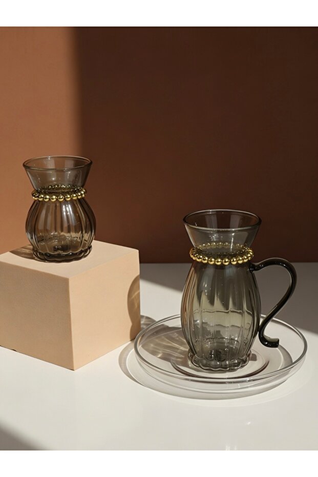 18-Pieces Luxury Glass Tea & Coffee Cups Set with Saucers | Tea and Coffee Serving Set