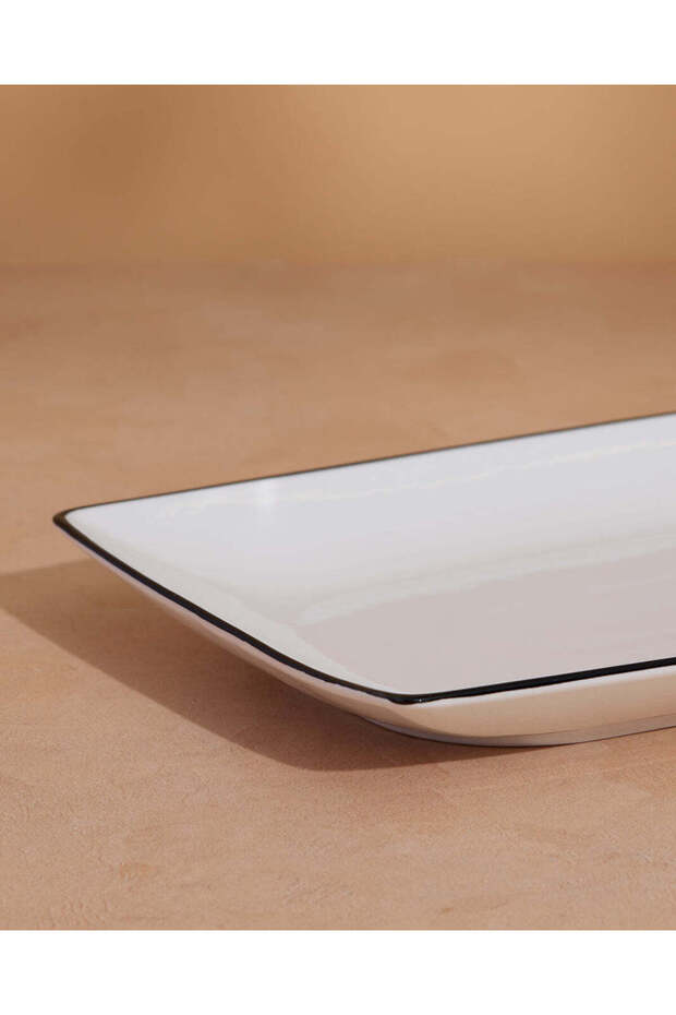 White Porcelain Embossed Rectangle Platter - 2