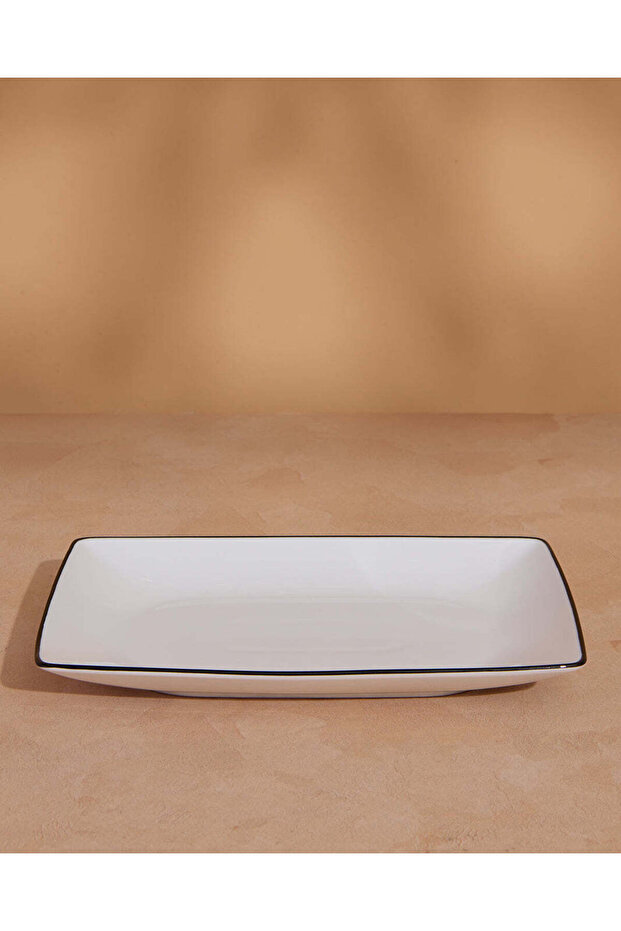White Porcelain Embossed Rectangle Platter - 1