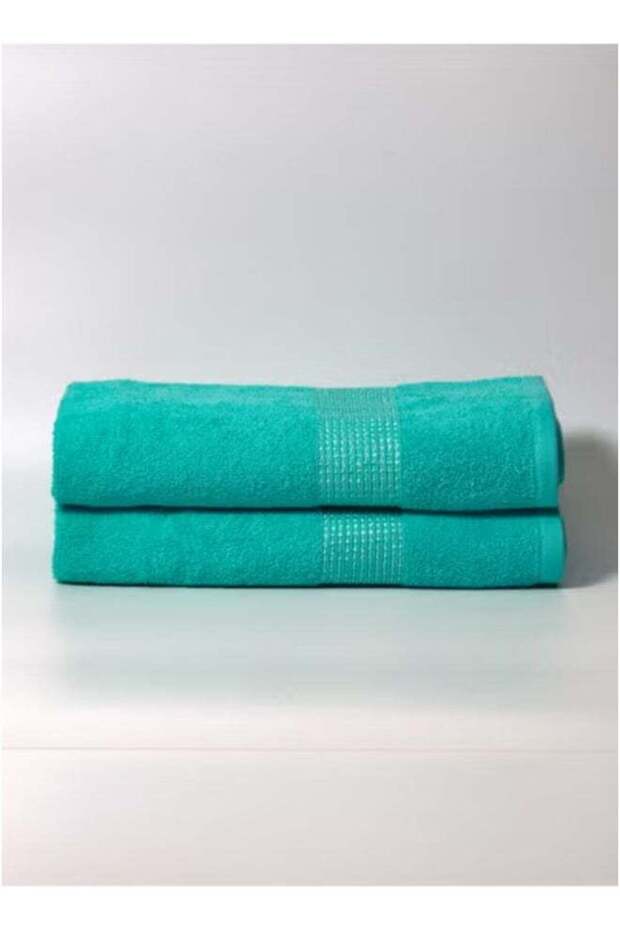 2-Pieces Bath Towels Set, 100% Cotton, Ultra Soft, Mini Checks - Green