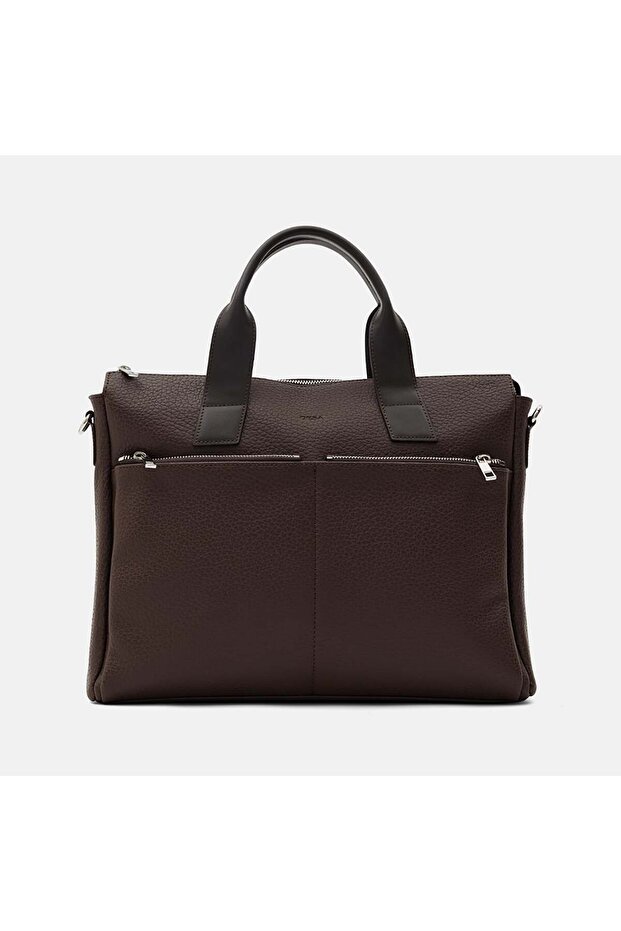 Men's Brown Shoulder Strap Briefcase - 3