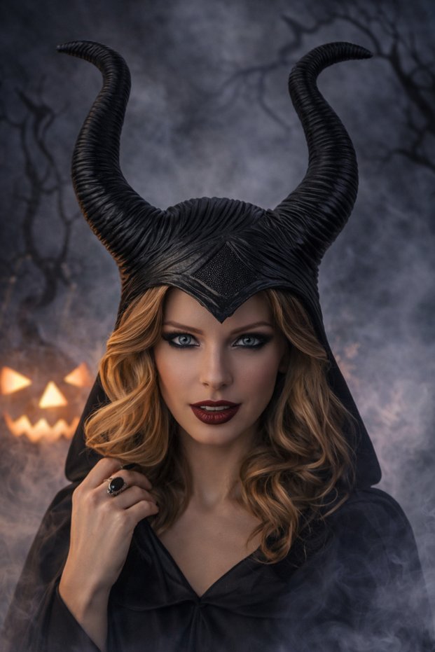 Black Horn Crown 30 cm Maleficent Crown Halloween Witch Devil Costume Accessory