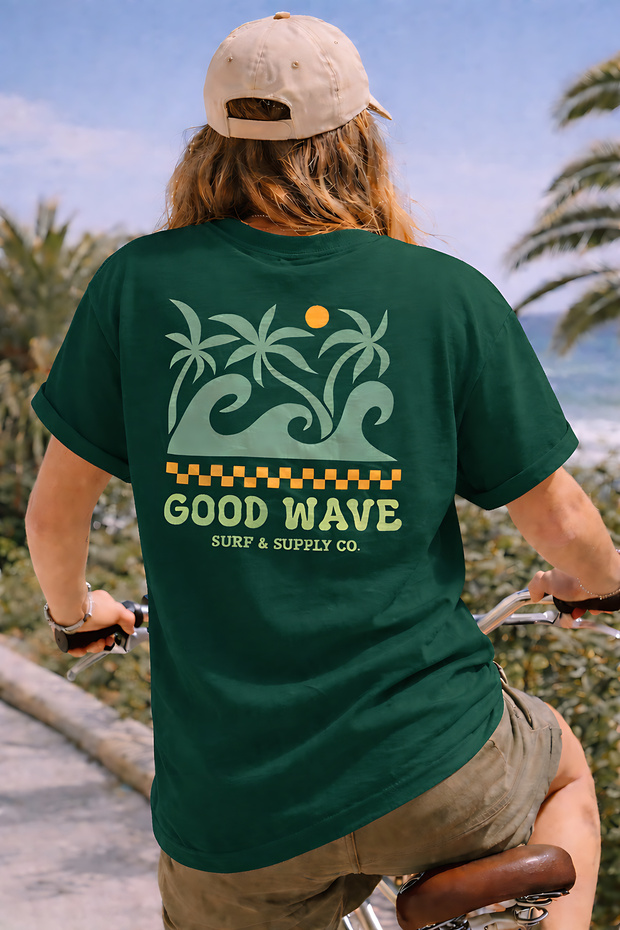 Good Wave Back-Printed Unisex Oversize T-Shirt – Cotton Crew Neck Casual T-Shirt