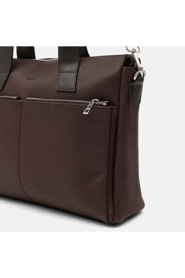 Men's Brown Shoulder Strap Briefcase - 7