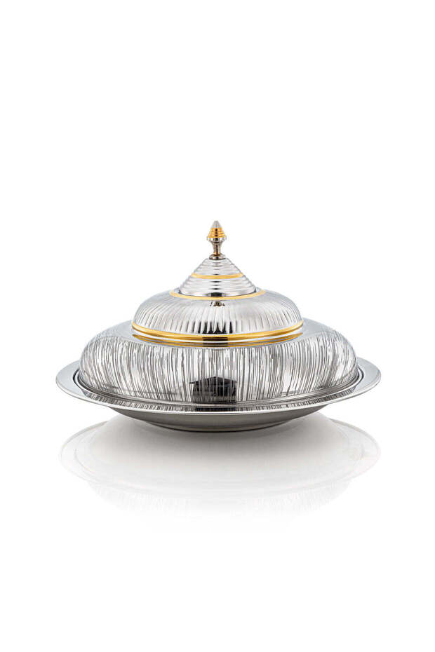 40 CM Tahani Collection Stainless Steel Koozy Tray Silver & Gold