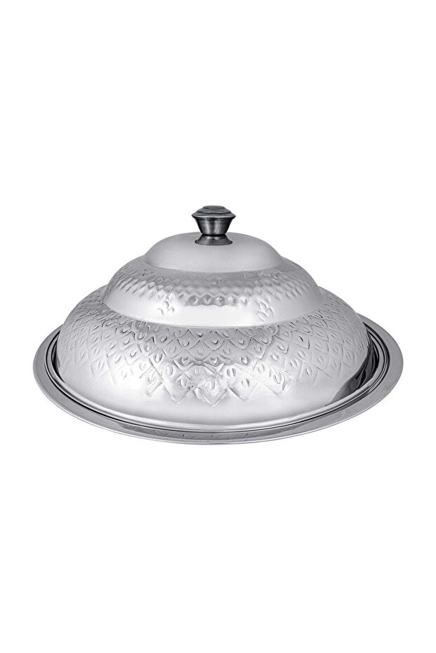 50 CM Royal Collection Round Stainless Steel Koozy Tray With Cover Silver