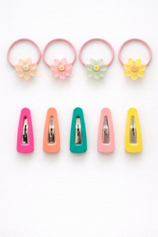 Set of 10 Mixed Buckles with Multi-Colored Flower Figures