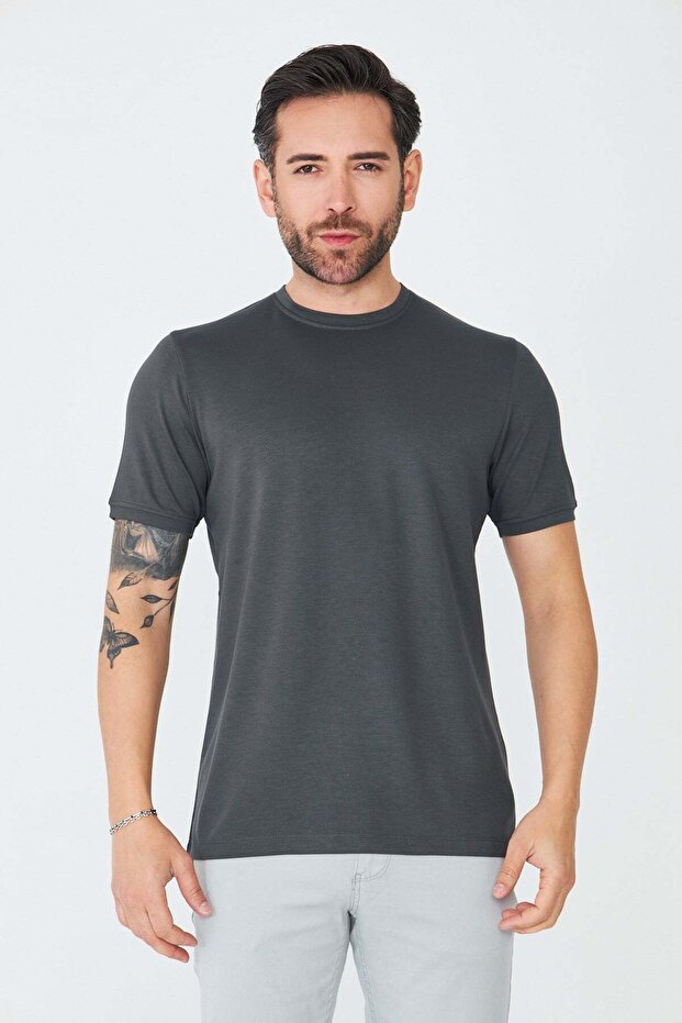 Anthracite Crew Neck Basic T-Shirt