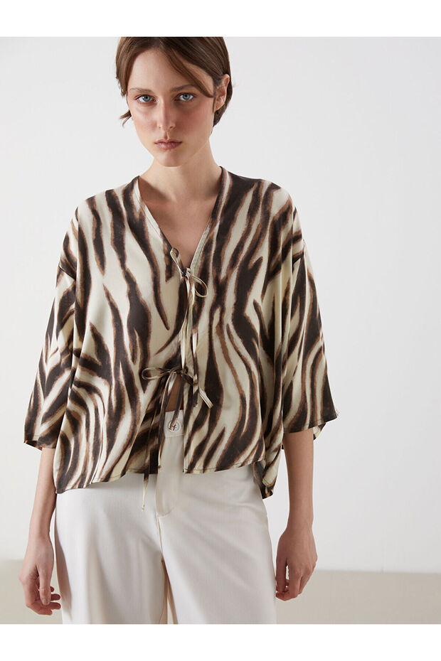 Brown Leopard Patterned Oversized Women's Kimono