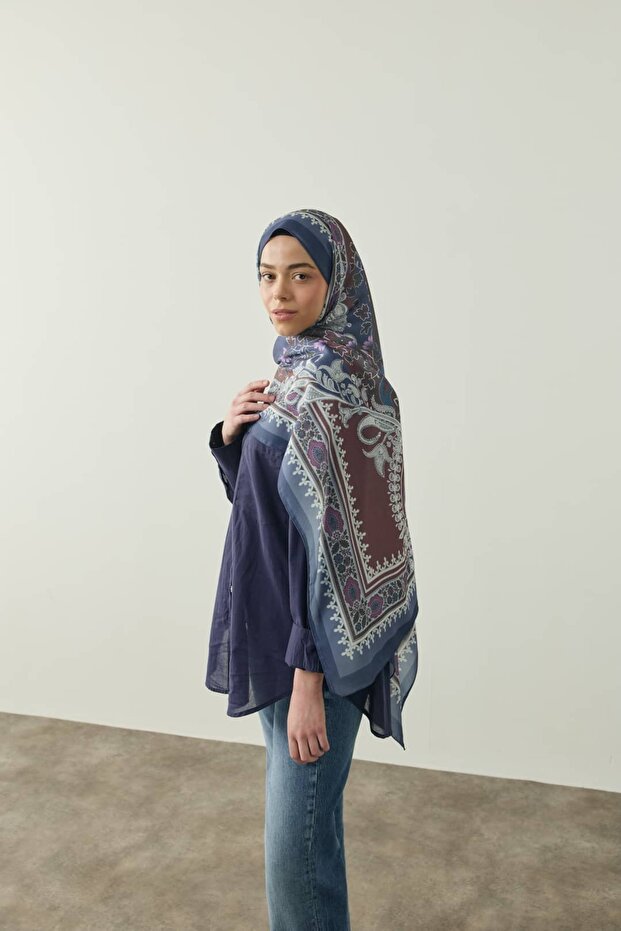 Persian Pattern Medine Silk Shawl - 1