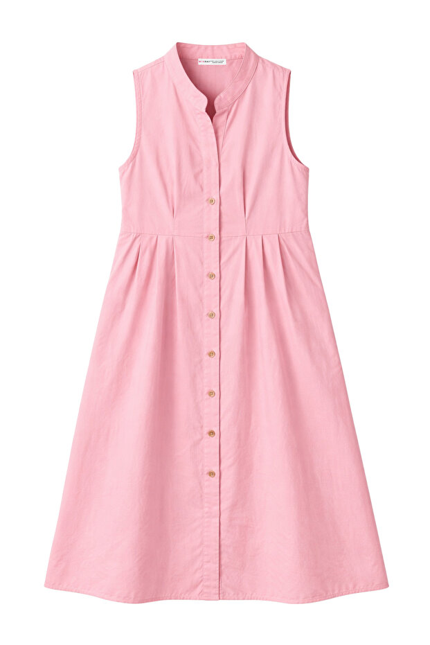 4702 Women's Pleated Shirt Dress Pink