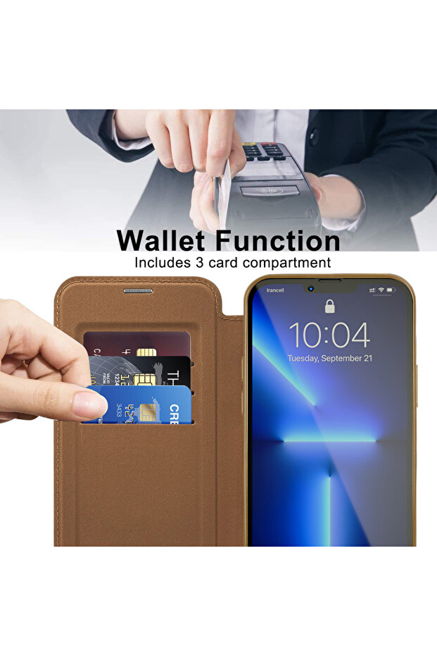 Case for iPhone 13 Pro, Techsuit, PU, Brown - 5