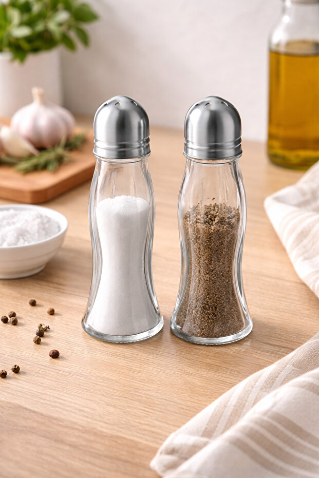Minimal Glass Salt & Pepper Shaker Set – 10 cm Transparent Design (Set of 2)