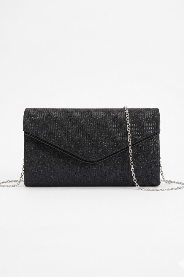 Black Sparkling Women's Evening Dress Bag with Chain Strap