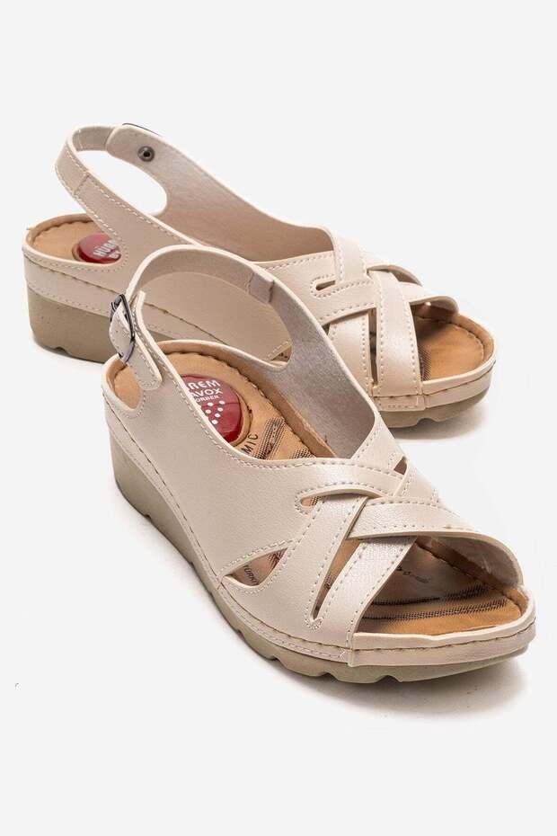 Women's Cross Buckle Sandals Beige