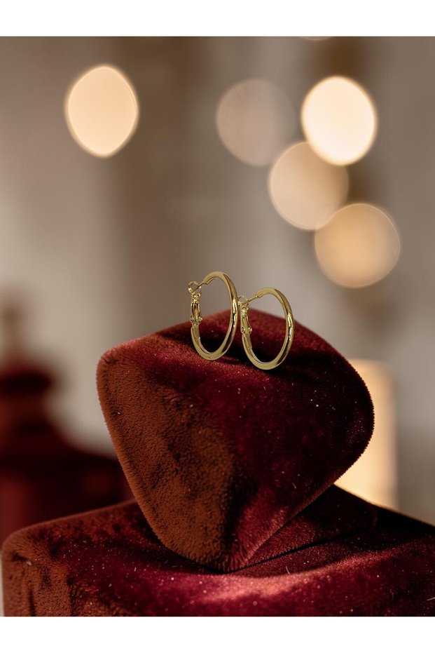 Gold Color Small Size Steel Hoop Earrings - Tarnish Resistant - 2.3 cm