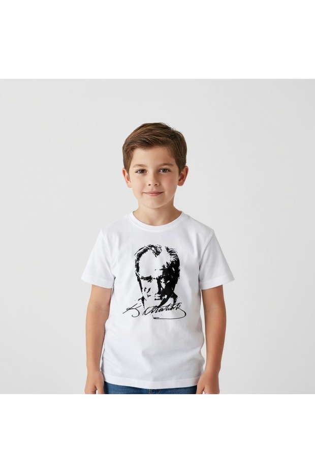 Ataturk Printed Children's T-Shirt Unisex Cotton Short Sleeve T-Shirt