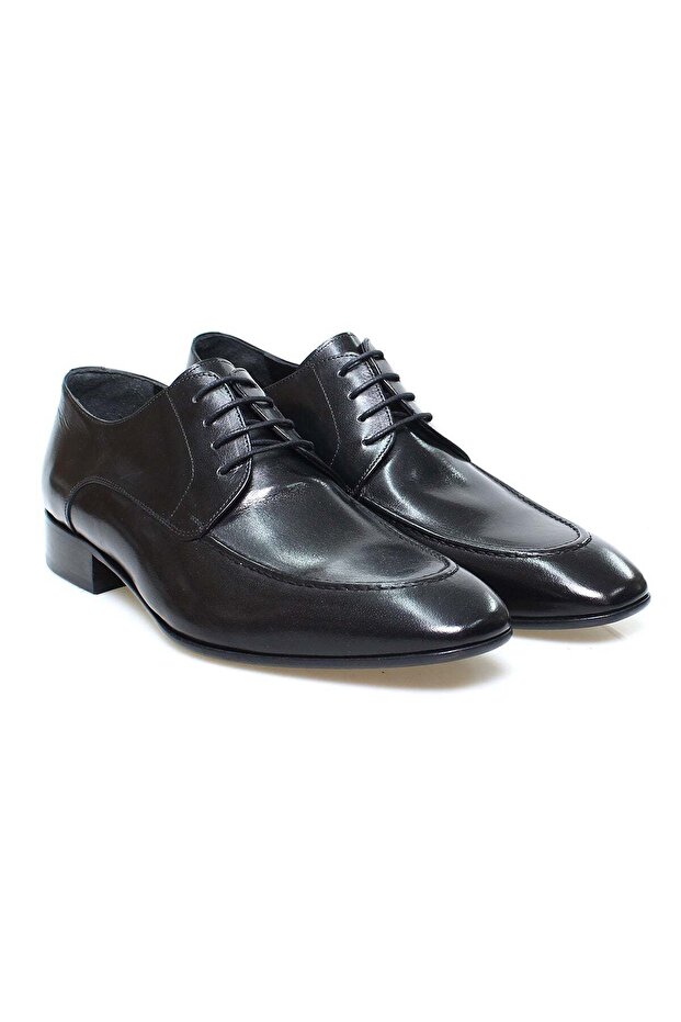 Black Color Lace-Up Genuine Leather Men's Shoes