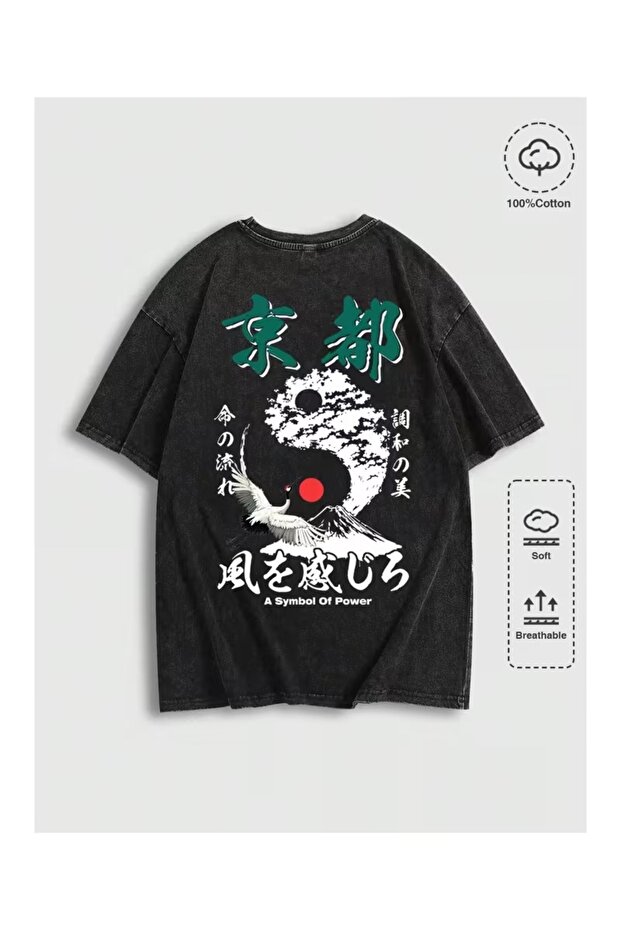Calle Acid Wash Basic Oversize T-Shirt