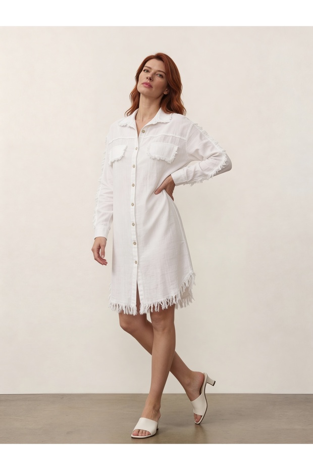 Tassel Detailed Tunic/Dress White