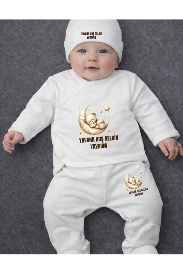 Unisex Welcome Written Baby Bodysuit Top and Bottom Set