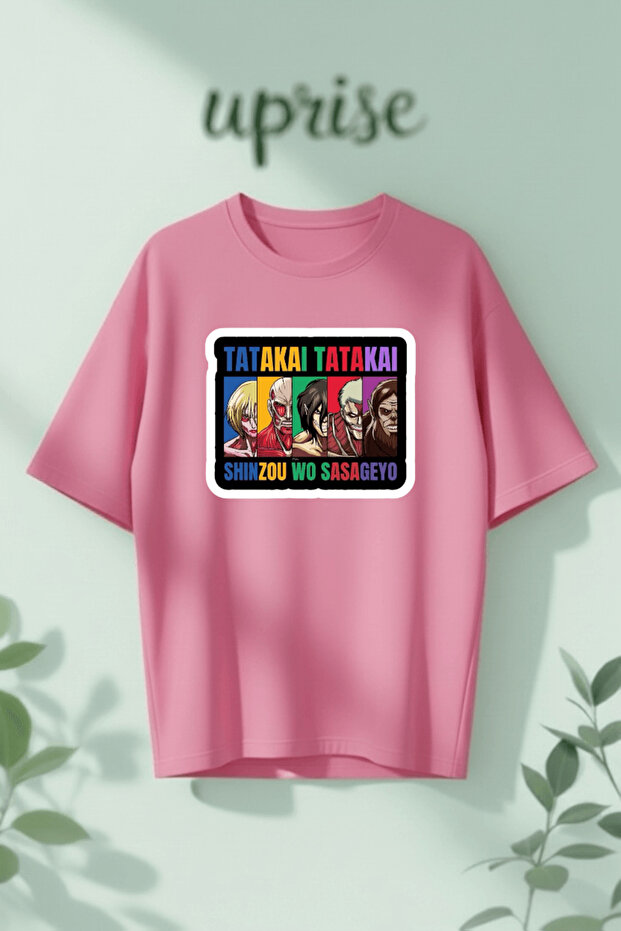 Tatakai Shinzou Wo Sasageyo Attack on Titan Printed Cotton Oversize T-Shirt